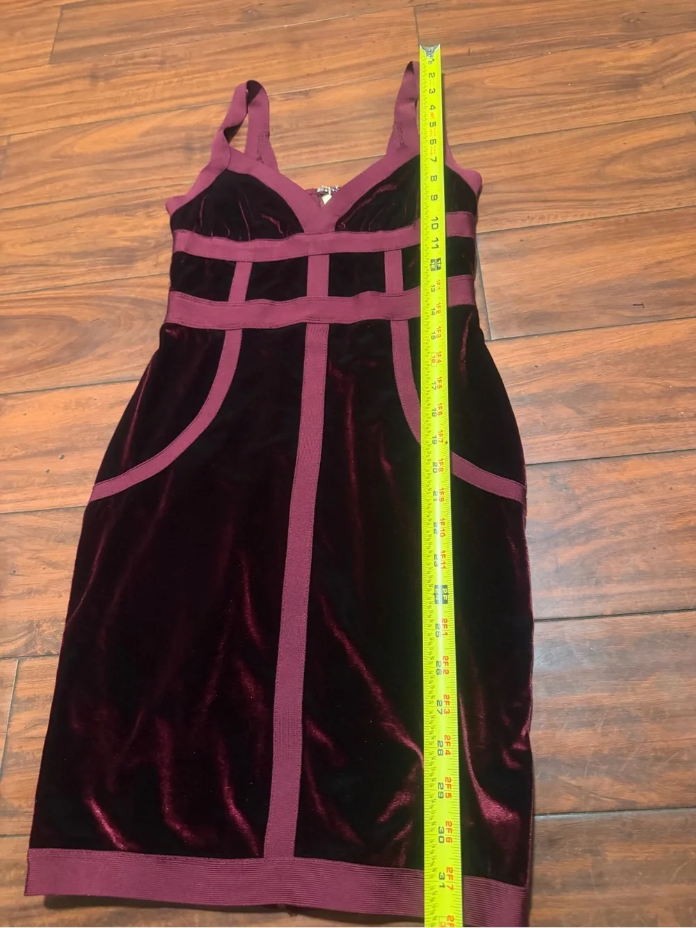 House of CB Burgundy Velvet Structured Bodycon Mini Dress - Picture 3 of 10